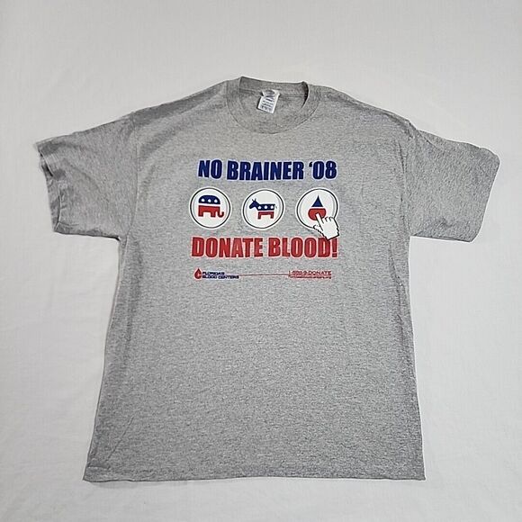 No Brainer '08 Donate Blood Florida's Blood Centers Gray Mens XL Shirt EUC - Picture 1 of 8